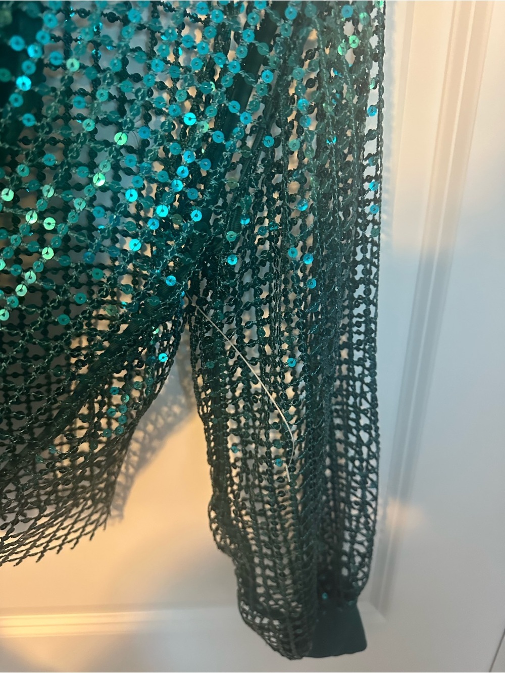 Pilcro Teal Sequin Mesh Pullover - Picture 5 of 7